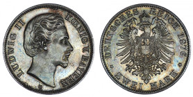 Niemcy, Bawaria, Ludwik II, 2 marki 1876 D, Monachium