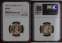 Niemcy, Afryka Wschodnia, Wilhelm II, 1/2 rupii 1891, rzadkie i pięknie zachowane