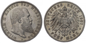 Niemcy, Wirtembergia, Wilhelm II, 5 marek 1907 F, Stuttgart