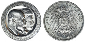 Niemcy, Wirtembergia, Wilhelm II, 3 marki 1911 F, Stuttgart, Srebrne Gody