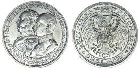 Niemcy, Meklemburgia-Schwerin 3 marki 1915 A, Berlin - pięknie zachowane