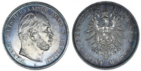Niemcy, Prusy, Wilhelm I, 5 marek 1874A - stempel lustrzany, piękna i rzadka