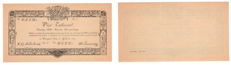 Księstwo Warszawskie, 5 talarów 1810, facsimile BN - 1968 rok 
Grade: UNC/AU
