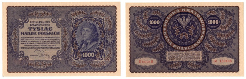 Polska, 1000 marek polskich 1919, III Serja B 
Grade: UNC/AU