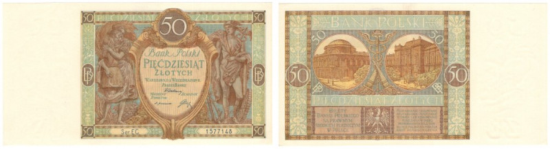 Polska, 50 złotych 1929, seria EC 
Grade: UNC/AU