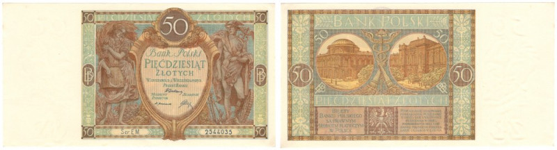 Polska, 50 złotych 1929, seria EM 
Grade: UNC/AU