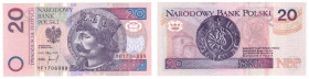 Polska, 20 złotych, 1994, Seria YF - seria zastępcza