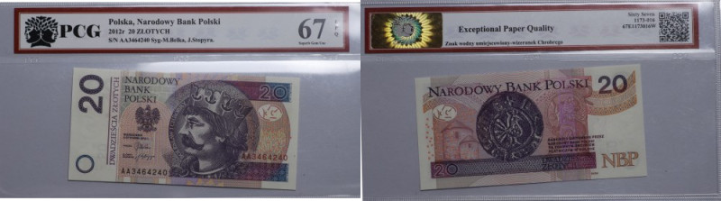 Polska, III RP, 20 złotych 2012, seria AA 
Grade: PCG 67 EPQ