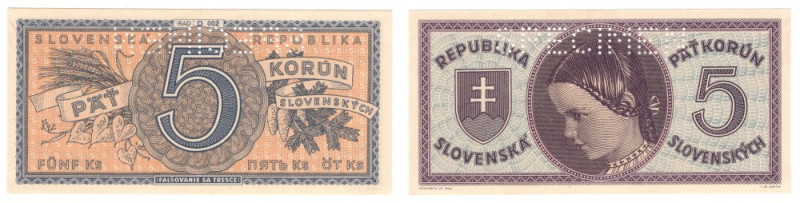 Słowacja, 5 Korun (1945) 
Grade: UNC/AU