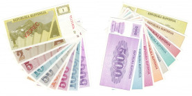 Słowenia, 1 - 5000 tolarjev, VZOREC - zestaw 9 sztuk