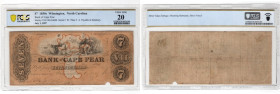Stany Zjednoczone Ameryki (USA), 7 dollars, Wilmington, North Carolina, Bank of Cape Fear - rzadkie