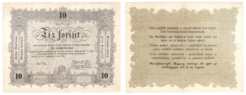 Węgry, 10 Forint 1848 - Powstanie Węgierskie - Wiosna Ludów Banknot w naturalnym...