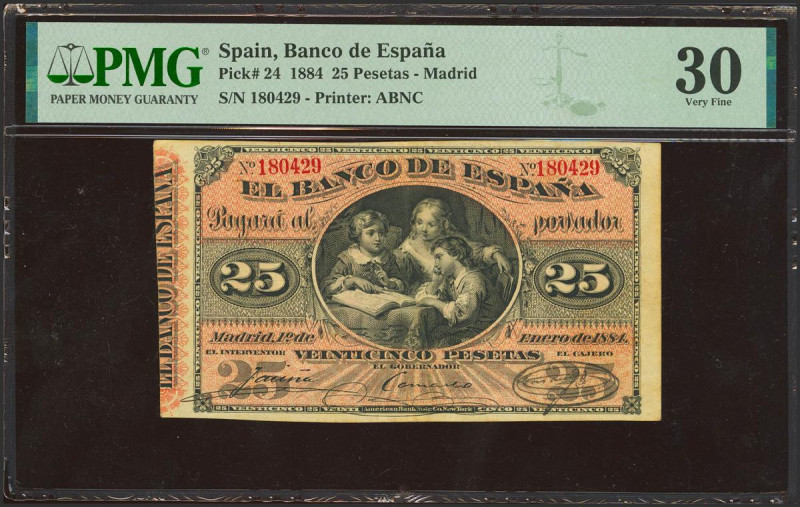 25 Pesetas. 1 de Enero de 1884. Sin serie. (Edifil 2023: 282, Pick: 24). Inusual...
