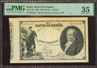 100 Pesetas. 1 de Octubre de 1886. Sin serie. (Edifil 2023: 294, Pick: 36). Muy raro, especialmente sin reparaciones, diversos puntitos de grapa y mar...