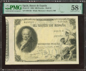 500 Pesetas. 1 de Octubre de 1886. Sin serie. (Edifil 2023: 295, Pick: 37). Extraordinariamente raro, especialmente en esta excepcional calidad, con t...