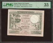 100 Pesetas. 1 de Julio de 1903. Sin serie. (Edifil 2023: 310, Pick: 53). Muy raro, especialmente sin reparaciones. Encapsulado PMG35. (para hacernos ...