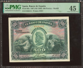 500 Pesetas. 28 de Enero de 1907. Sin serie. (Edifil 2023: 316, Pick: 60a). Rarísimo, especialmente en esta calidad y sin ninguna reparación. EBC-. En...