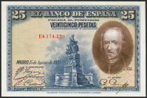 25 Pesetas. 15 de Agosto de 1928. Serie E. (Edifil 2023: 353, Pick: 74b). Conserva todo su apresto original. SC.