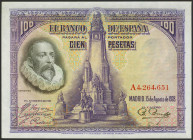 100 Pesetas. 15 de Agosto de 1928. Serie A. (Edifil 2023: 355a). Conserva todo su apresto original. SC-.