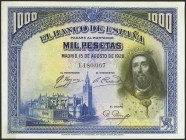 1000 Pesetas. 15 de Agosto de 1928. Sin serie. (Edifil 2023: 357, Pick: 78a). Conserva todo su apresto original. SC-.