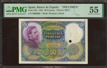 50 Pesetas. 25 de Abril de 1931. Prueba presentada para su aprobación por parte del Banco de España. Sin serie y con taladro. (Edifil 2023: 359Pc, Pic...