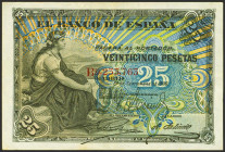 25 Pesetas. 24 de Septiembre de 1906. Serie B y sello en seco Gobierno Provisional de la República / 14 de Abril de 1931" y ESTADO ESPAÑOL / BURGOS. (...