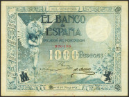 1000 Pesetas. 10 de Mayo de 1907. Sin serie y con el sello GOBIERNO PROVISIONAL DE LA REPUBLICA / 14 ABRIL 1931. (Edifil 2023: 347, Pick 61). Raro, si...