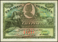 100 Pesetas. 15 de Julio de 1907. Sin serie y sello en seco Gobierno Provisional de la República / 14 de Abril de 1931". (Edifil 2023: 343, Pick: 64b)...