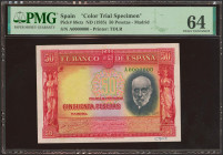 50 Pesetas. 22 de Julio de 1935. Serie A, numeración 0.000.000, en color rojo como hace referencia el Catálogo Edifil y sin firma del cajero, con nume...