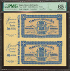 50 Pesetas. Septiembre 1937. Sucursal de Gijón. NO EMITIDO. Pareja sin guillotinar. Sin serie y con la matriz a la izquierda. (Edifil 2023: NE33b, Pic...