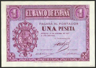 1 Peseta. 12 de Octubre de 1937. Serie A. (Edifil 2023: 425a, Pick: 104a). Conserva todo su apresto original. SC-.