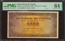100 Pesetas. 20 de Mayo de 1938. Serie F. (Edifil 2023: 432a, Pick: 113a). Inusual en esta calidad, apresto original. SC. Encapsulado PMG64EPQ.