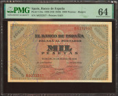 1000 Pesetas. 20 de Mayo de 1938. Serie A. (Edifil 2023: 434, Pick: 115a). Rarísimo, especialmente en esta calidad. SC. Encapsulado PMG64.