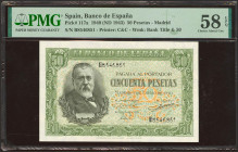 50 Pesetas. 9 de Enero de 1940. Serie B. (Edifil 2023: 437a, Pick: 117a). Apresto original. EBC++. Encapsulado PMG58EPQ.