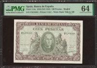 100 Pesetas. 9 de Enero de 1940. Serie F. (Edifil 2023: 438a, Pick: 118a). Inusual. SC. Encapsulado PMG64.