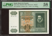 500 Pesetas. 9 de Enero de 1940. Serie A. (Edifil 2023: 439, Pick: 119a). Inusual en esta calidad. EBC++. Encapsulado PMG58.