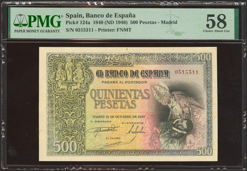 500 Pesetas. 21 de Octubre de 1940. Sin serie. (Edifil 2023: 444, Pick: 124a). I...
