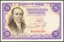 25 Pesetas. 19 de Febrero de 1946. Serie B. (Edifil 2023: 450a). Apresto original. SC-.