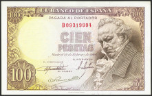 100 Pesetas. 19 de Febrero de 1946. Serie B. (Edifil 2023: 451b, Pick: 131a). Inusual, apresto original. SC-.