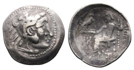 Celts in Eastern Europe, circa 3rd - 2nd century BC. AR Drachm (18.3 mm, 2.78 g.). Philip III Type. Celticised head of Herakles to right, wearing lion...