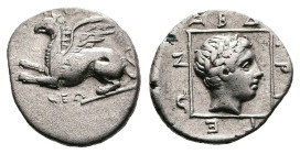 Thrace. Abdera, circa 375-365 BC. AR Tetrobol (14.7 mm, 2.69 g.). Phanes, magistrate. [EΠI ΦA] – NEΩ; Griffin springing to left. Rev. ABΔ-ΗPI-TE-ΩN, l...