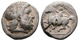 Macedon, kings. Philip II, 356-336 BC. AR Tetradrachm (24.1 mm, 14.10 g.). Amphipolis mint, ca. 355-348 BC. Laureate head of Zeus to right. Rev. ΦΙΛΙΠ...