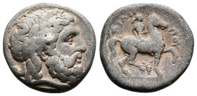 Macedon, kings. Philip II, 356-336 BC. AR Tetradrachm (24.7 mm, 13.87 g.). Pella mint, circa 336-328 BC. Laureate head of Zeus to right. Rev. ΦΙΛΙΠΠΟΥ...