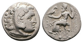 Macedon, kings. Alexander III ‘the Great’, 336-323 BC. AR Drachm (17.4 mm, 4.01 g.). Posthumous issue, Colophon mint, 319-310 BC. Head of Heracles rig...