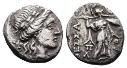 Thessaly. Thessalian League, ca. 150-100 BC. AR Drachm (17.1 mm, 3.83 g.). Poly-, magistrate. Laureate head of Apollo right; ZΩ monogram to left. Rev....