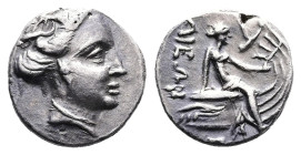 Euboea. Histiaia, ca. 181-141 BC. AR Tetrobol (13.9 mm, 2.49 g.). Wreathed head of the nymph Histiaia to right. Rev. [IΣTI] – AIEΩN, nymph seated righ...