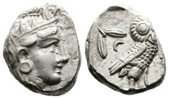 Attika. Athens, circa 454-404 BC. AR Tetradrachm (20.2 mm, 17.18 g.). Helmeted head of Athena to right, with frontal eye. Rev. AΘE, owl standing right...