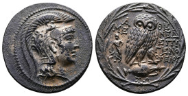 Attika. Athens, 135-134 BC. ‘New Style’ Coinage. AR Tetradrachm (31.8 mm, 16.61 g.). Menedos, Epigenos, and Ophelos, magistrates. Helmeted head of Ath...