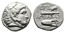 Ionia. Erythrai, circa 325-315 BC. AR Drachm (15.5 mm, 3.62 g.). Rhodian standard. Apellas, magistrate. Head of Herakles to right, wearing lion skin h...