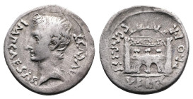 Augustus, 27 BC – AD 14. AR Denarius (19.3 mm, 3.56 g.). Emerita mint, circa 25-23 BC. IMP CAESAR AVGVST, bare head of Augustus to left. Rev. P CARISI...